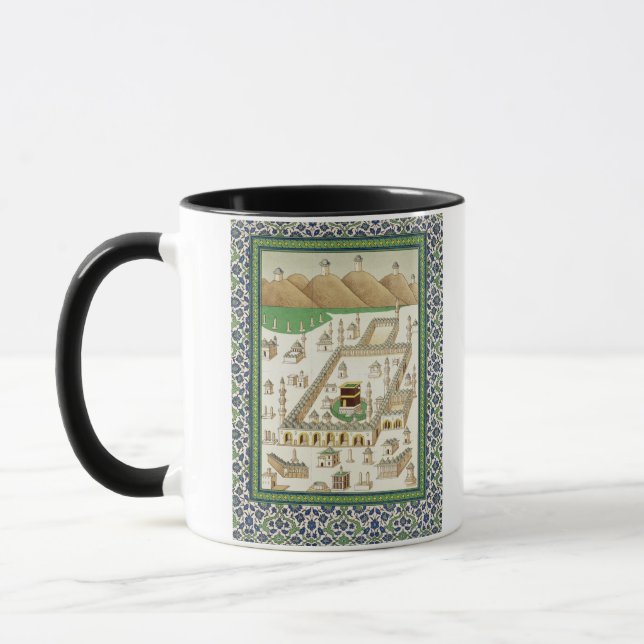 Mug Vue schématique de Mecque, montrant le Qua'bah, de (Gauche)