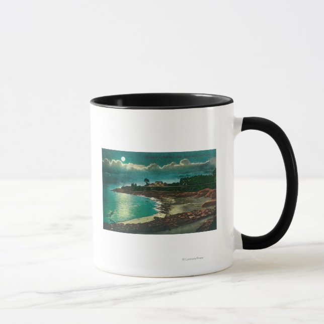 Mug Vue sur la lune de la Vue de l'EauSanta Cruz, CA (Droite)