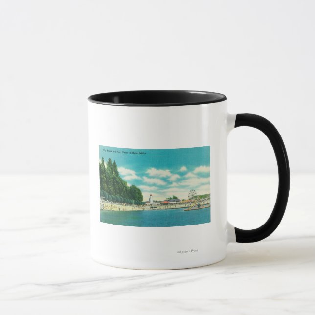 Mug Vue sur la plage et la jetée de la ville (Droite)