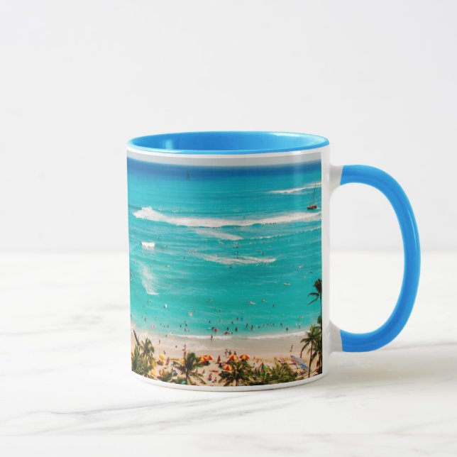 Mug Vue surélevée de la scène de Waikiki Beach, Honolu (Droite)