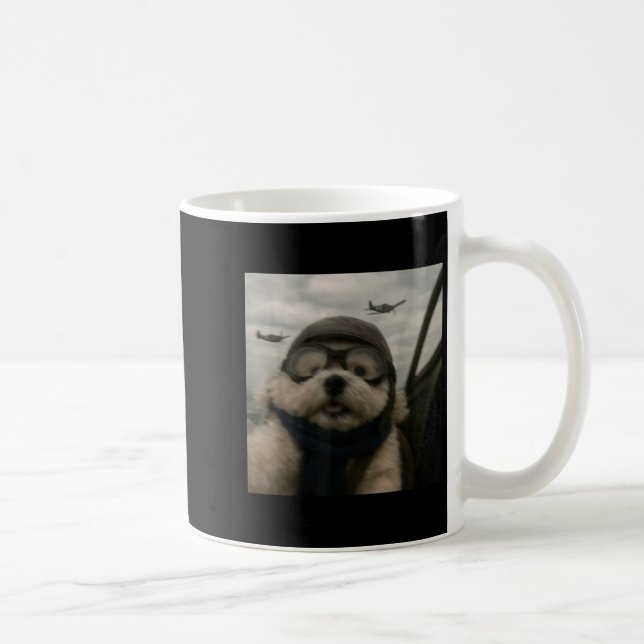 Mug Wacky Dog Funny Dog Selfie Lot Jet Fighter Airplan (Droite)