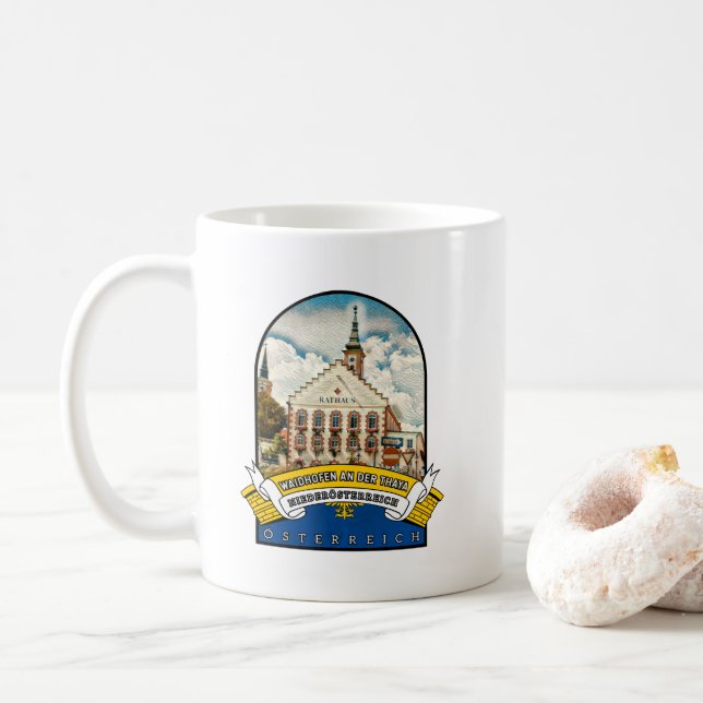 Mug Waidhofen le souvenir de Thaya Niederösterreich (Avec donut)