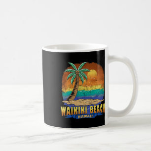 Mug Waikiki Beach Hawaii Souvenir Vintage en détresse