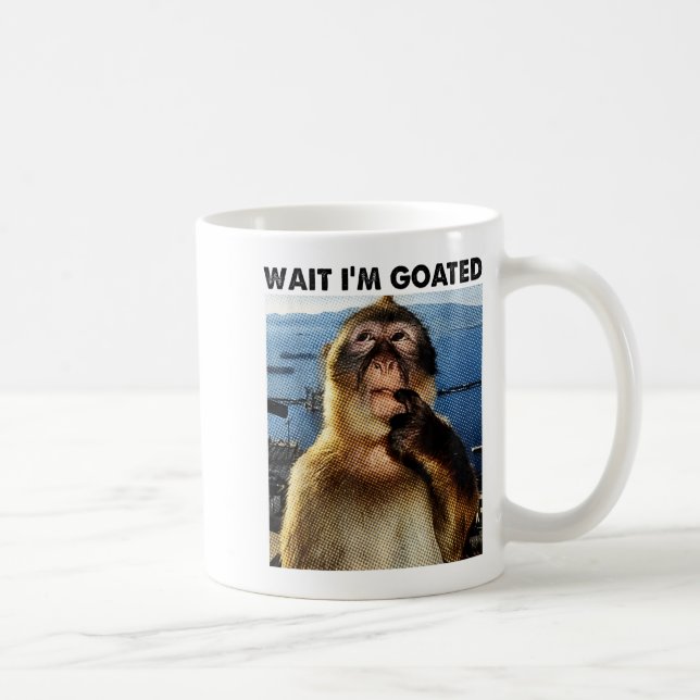 Mug Wait I'm Goated Y2k Funny Thinking Monkey Meme Bra (Droite)
