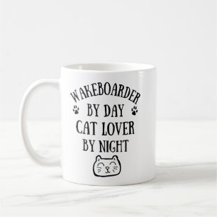 Mug Wakeboarder de jour. Amoureux des chats de nuit