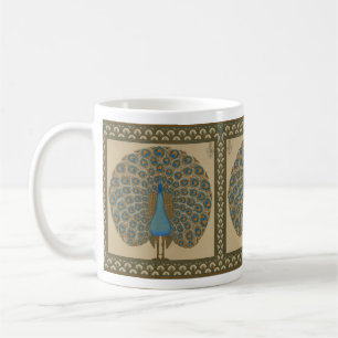 Mug Walter Crane Vintage Or Gold Blue Paon Art