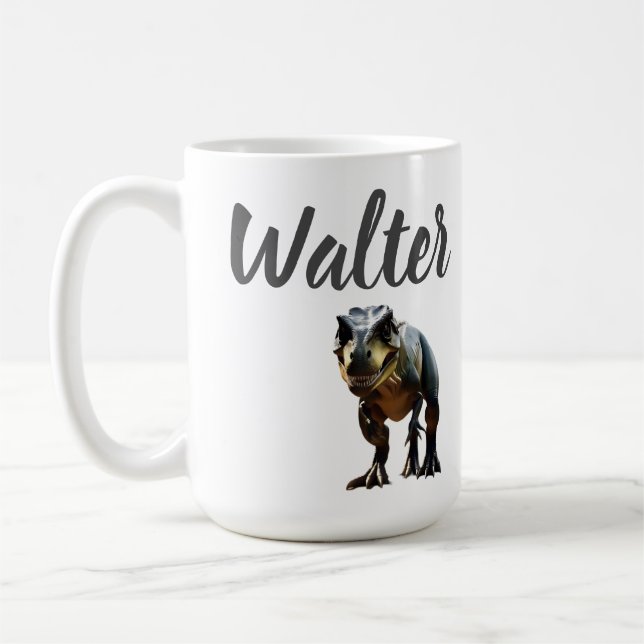 Mug Walter Nom Avec T Rex Dinosaur, (Gauche)