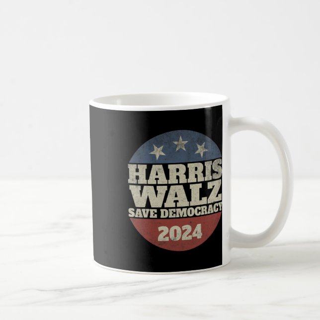 Mug Waltz 2024 Save Democracy Shirt Retro Button Elect (Droite)
