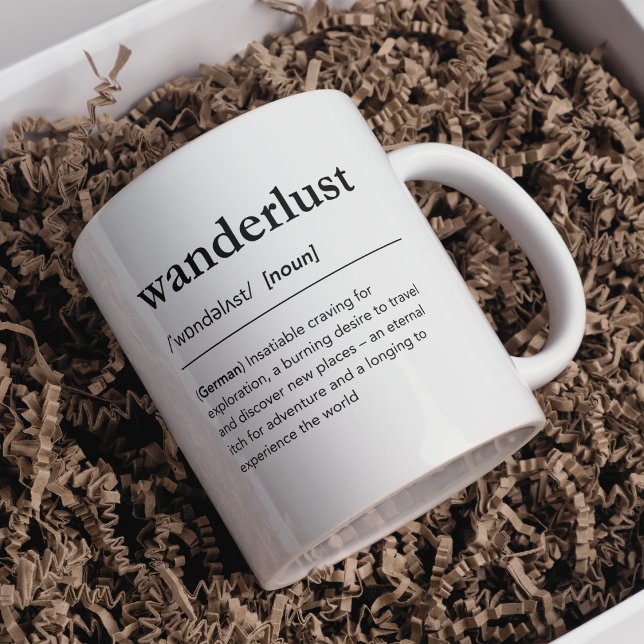 Mug Wanderlust German Word Definition Voyageur (Créateur téléchargé)