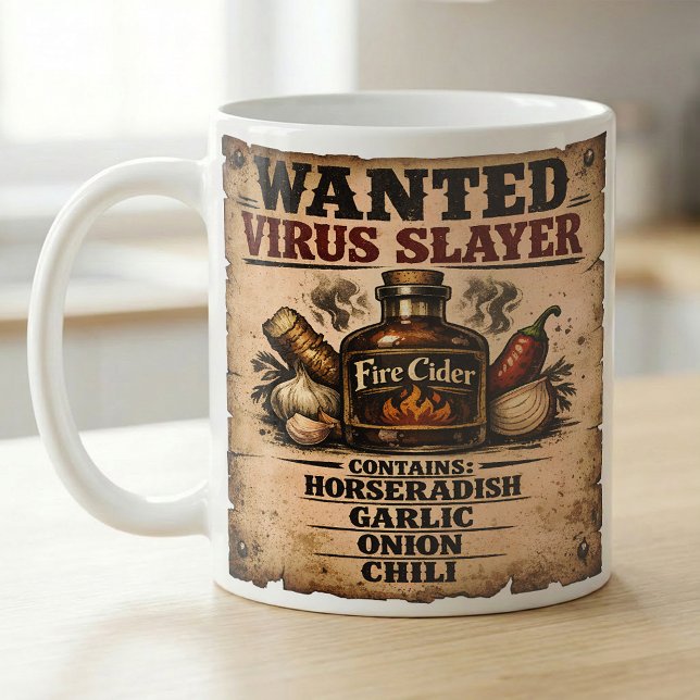 Mug Wanted Poster Fire Cider Virus Slayer Funny (Créateur téléchargé)