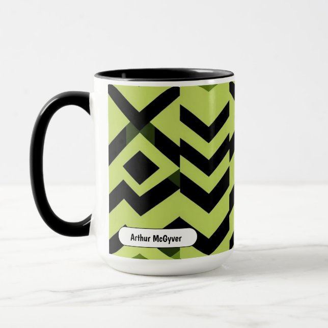Mug Wasabi Géométrique Noir Blanc Art Pointu (Gauche)