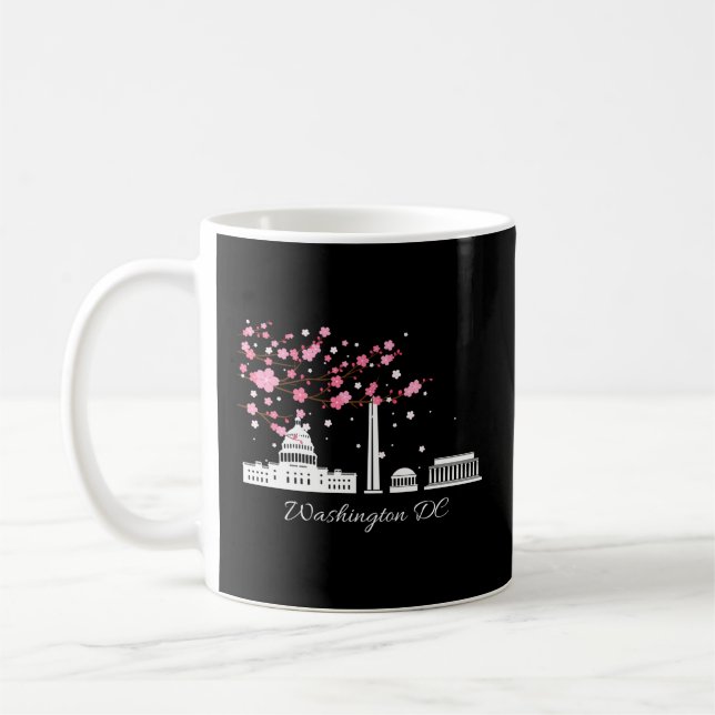 Mug Washington Dc Monuments Mémoriaux Fleurs de cerisi (Gauche)