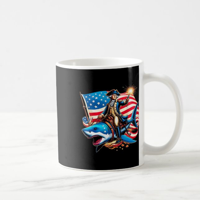 Mug Washington Riding Shark Funny Juillet 4 American F (Droite)