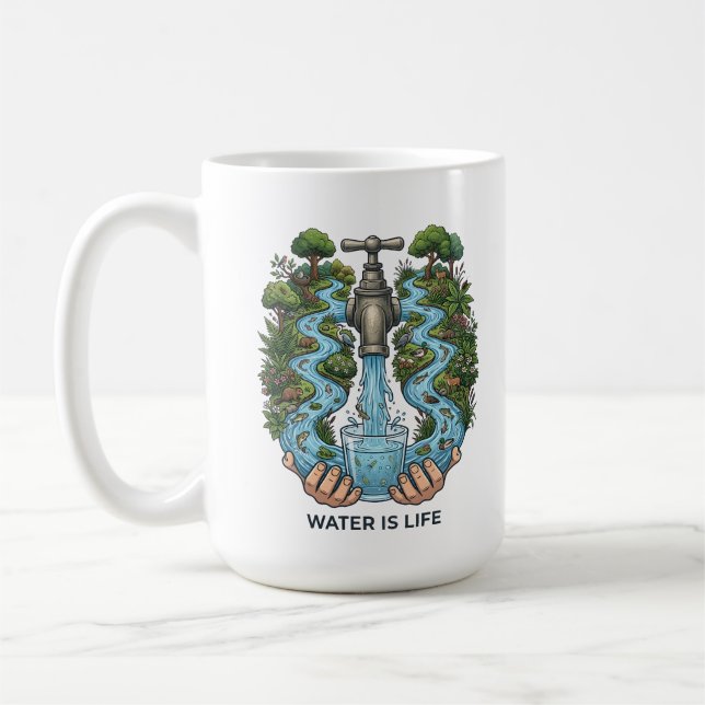 Mug Water Is Life | Nature Ecosystem Conservation Art (Gauche)