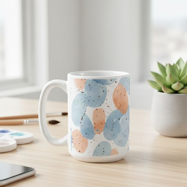 Mug Watercolor Abstract Pebble Shapes Pattern Coffee  (Créateur téléchargé)