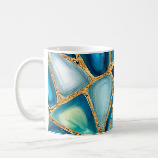 Mug Watercolor and gold cells - ocean (Gauche)