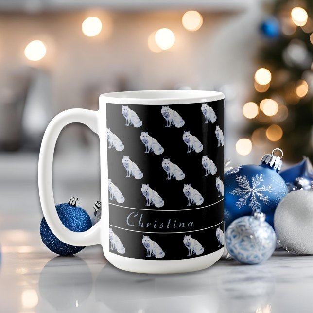 Mug Watercolor Arctic Fox Motif de Noël Personnaliser (Créateur téléchargé)