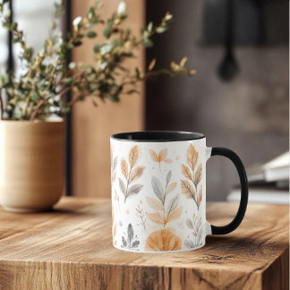 Mug Watercolor Autumn Leaves-Minimal Boho Botanicalart