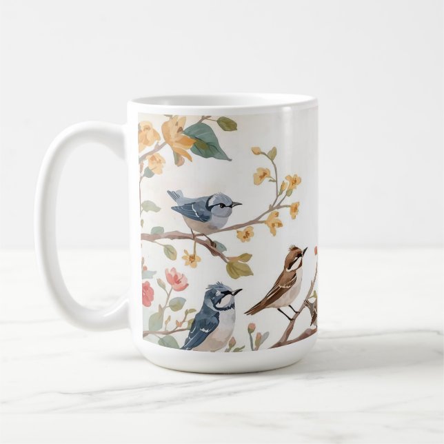 Mug Watercolor Birds in Bloom (Gauche)
