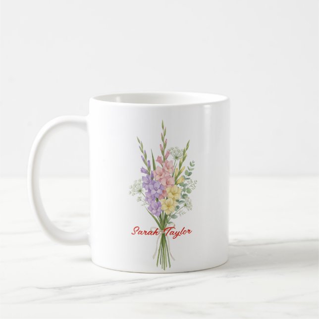 Mug Watercolor Birth Flower Larkspur Custom (Gauche)