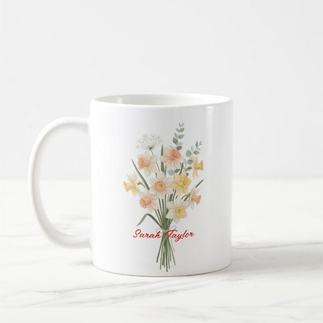 Mug Watercolor Birth Flower Narcissus Custom (Gauche)