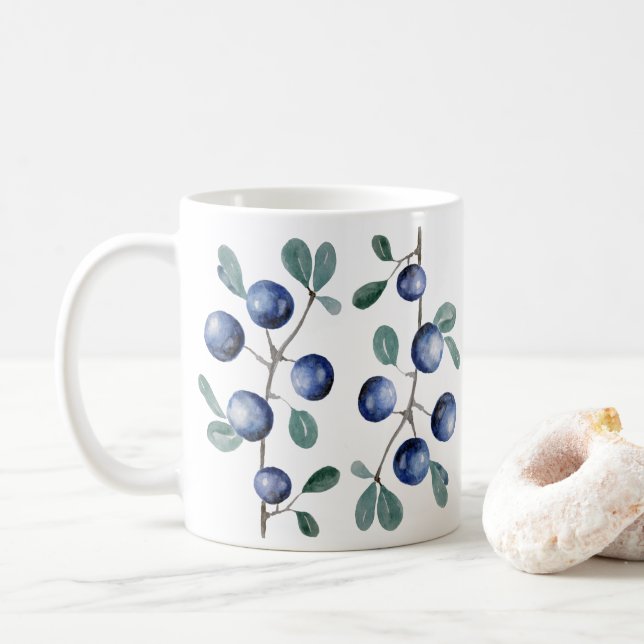 Mug Watercolor Blackthorn Berries (Avec donut)