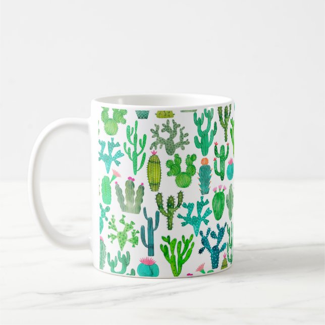 Mug Watercolor cactus motif sans soudure. Cactus backg (Gauche)
