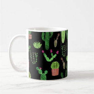Mug Watercolor Cactuses Plante Arrière - plan sans cou