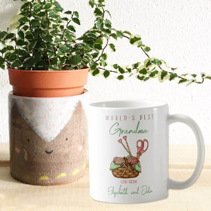 Mug Watercolor Crochet World´s Best Grandma Custom