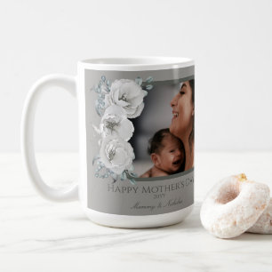 Mug Watercolor Floral Photo Fête des mères Gray