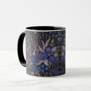 Mug Watercolor floral small flowers navy roses