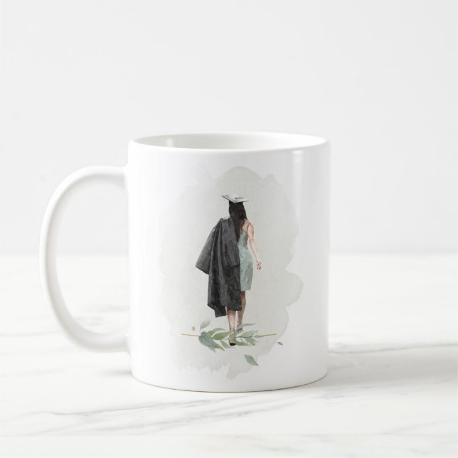 Mug Watercolor Foliage Grad Girl Citation Inspirationn (Gauche)