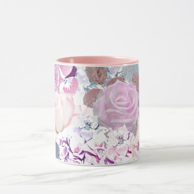 Mug Watercolor roses et hydrangeas. (Centre)