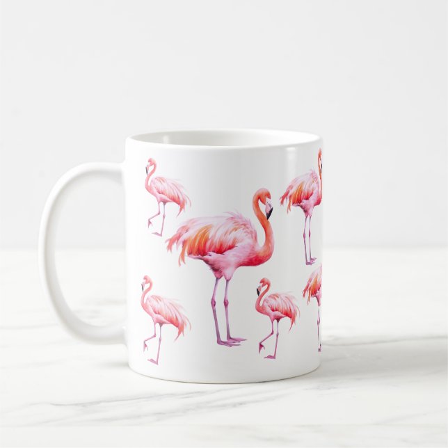 Mug Watercolor Tropical Rose Flamant rose Party (Gauche)