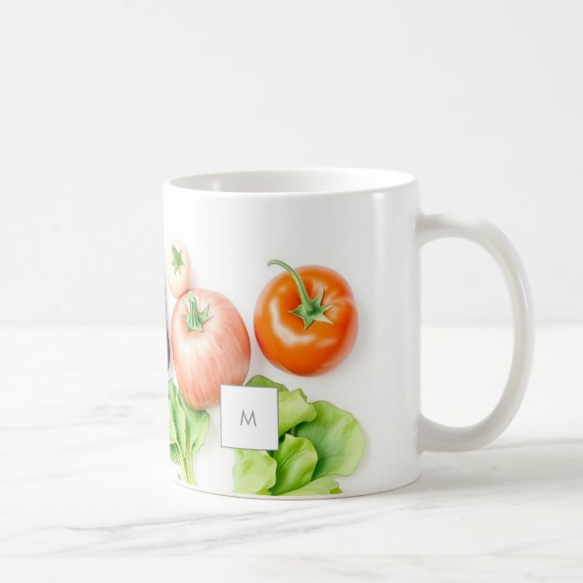 Mug Watercolor vegetables veggie pattern monogrammed (Droite)