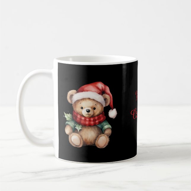 Mug Watercolour Christmas Teddy Bear (Gauche)
