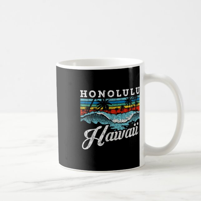Mug Waves Beach Honolulu Hawaiian Summer Surfing Retro (Droite)
