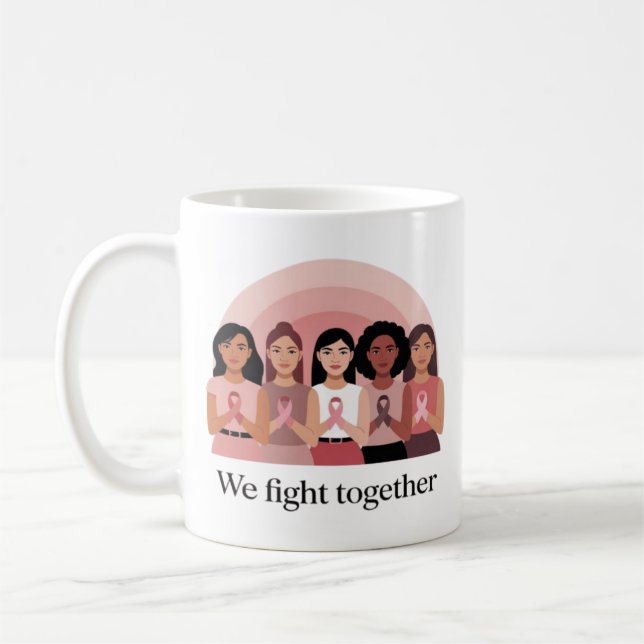 Mug We Fight Together Breast Cancer Awareness Design (Gauche)