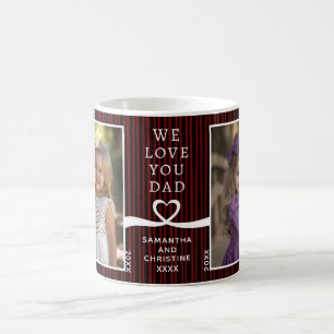 Mug We Love You Dad 2 Photo Custom Stripe Modern P203