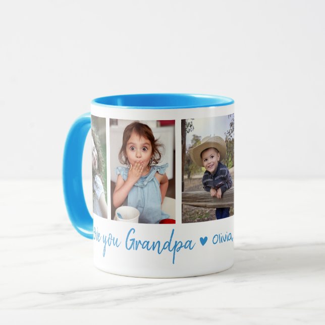 Mug We Love You Grand-pa Grandchildren 5 Photo Collage (Devant gauche)