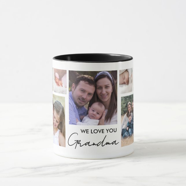 Mug We Love You Grandma 13 Photo Collage White (Centre)