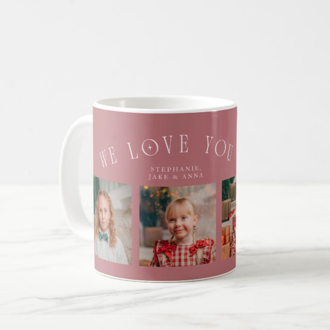 Mug We Love You Grandma 4-Photo Pink (Devant gauche)