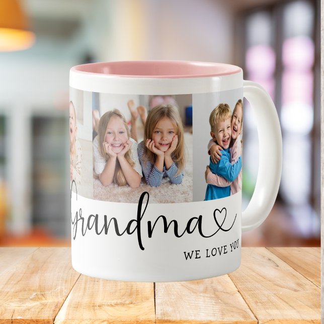 Mug We Love you Great Grandma Script 4 Photo Modern (Créateur téléchargé)