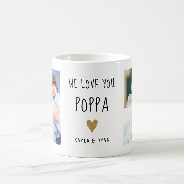 Mug We Love You Poppa 3 Photo Collage Grand-père (Centre)