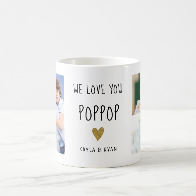 Mug We Love You PopPop 3 Photo Collage Grand-père (Centre)