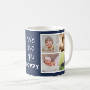 Mug We Love You Poppy Grandpa 8 Photo Collage Bleu