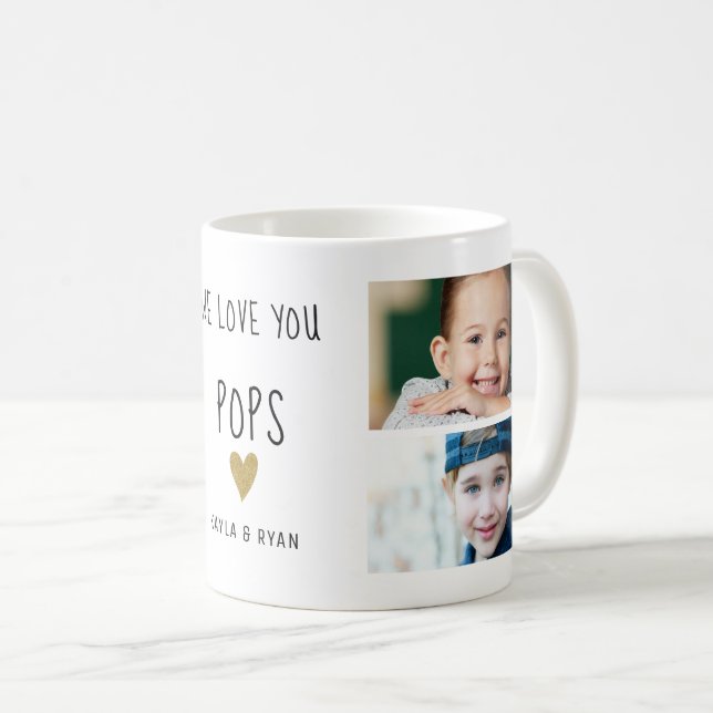 Mug We Love You Pops 3 Photo Collage Grand-père (Devant droit)