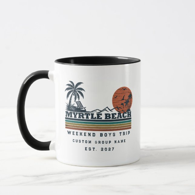Mug Week-end de garçon personnalisé à Myrtle Beach (Gauche)