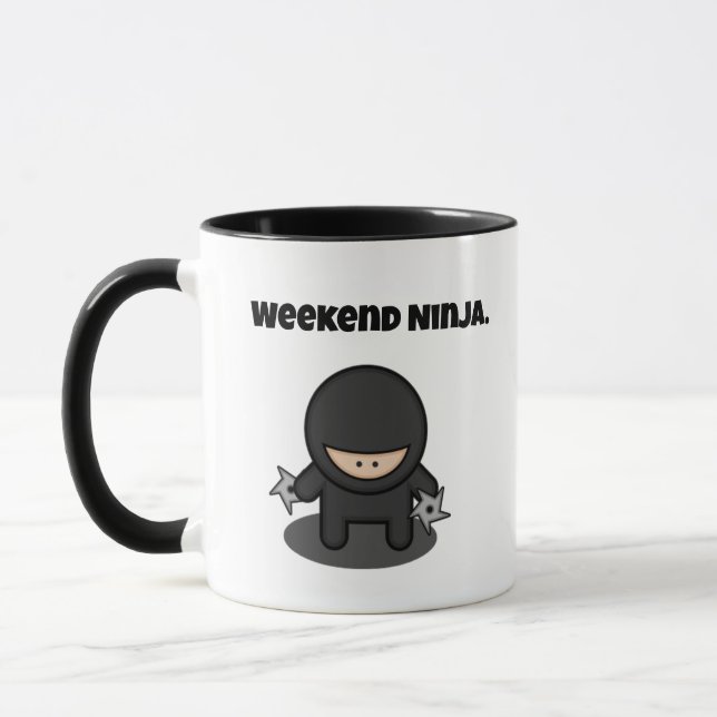 Mug Weekend Ninja Drôle mignon Japon Dessin (Gauche)