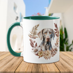 Mug Weimaraner Chien Automne Wreath